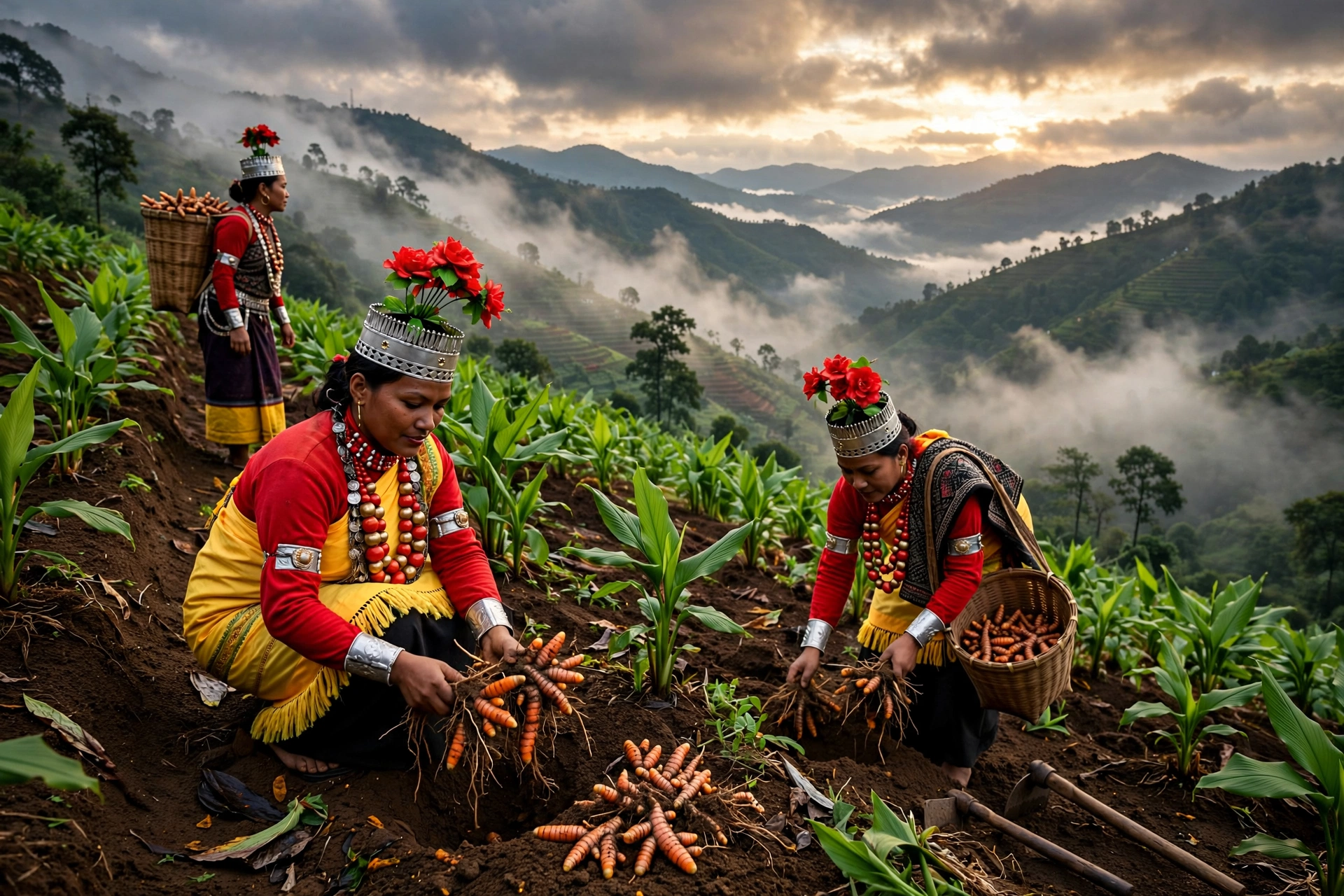 Lakadong turmeric fields in Meghalaya