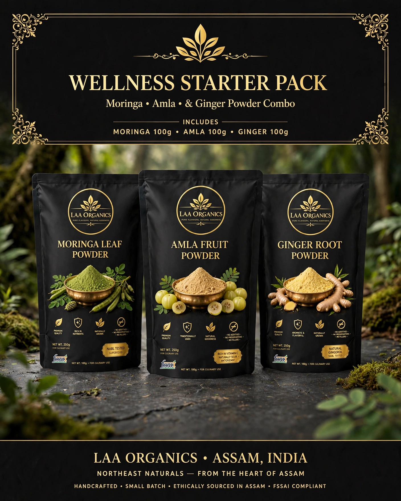 Wellness Starter Pack | Moringa, Amla & Ginger Powder Combo